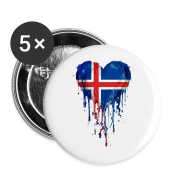 Peinture à l’aquarelle du drapeau nordique du cœur nordique islandais - Lot de 5 grands badges (56 mm) - blanc - Devant