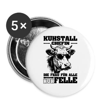 Kuhstall Chefin | Führungskraft Landwirt | Bauer - Buttons groß 56 mm (5er Pack) - Weiß - Vorne
