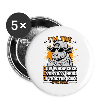 Je suis le PDG Cow Whisperer Fermier Exécutif - Lot de 5 grands badges (56 mm) - blanc - Devant
