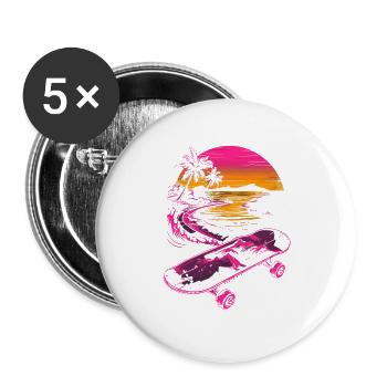 Retro Skateboard - Buttons large 2.2''/56 mm (5-pack) - white - Front
