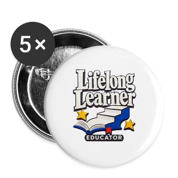 Enseignant pour apprenants tout au long de la vie : Enseignant de rentrée à l’école C - Lot de 5 grands badges (56 mm) - blanc - Devant