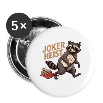 Mahjong Joker Heist Raccoon - Buttons large 2.2''/56 mm (5-pack) - white - Front