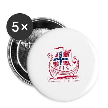 Norvège des fjords Norge Navire scandinave ro-viking - Lot de 5 grands badges (56 mm) - blanc - Devant