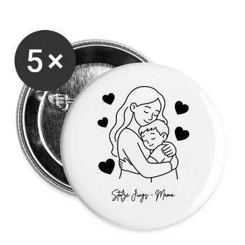 Stolze Jungs-Mama Geschenk - Buttons groß 56 mm (5er Pack) - Weiß - Vorne