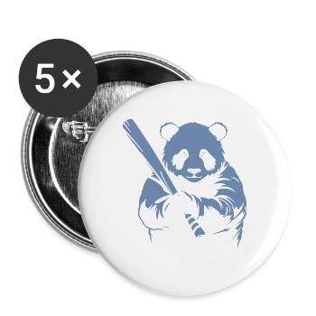 Silhouette minimaliste du joueur de baseball Panda - Lot de 5 grands badges (56 mm) - blanc - Devant