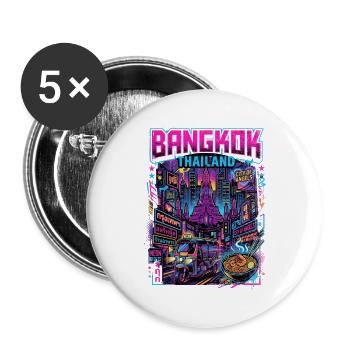 Bangkok Thailand Tuk Tuk - Buttons groß 56 mm (5er Pack) - Weiß - Vorne