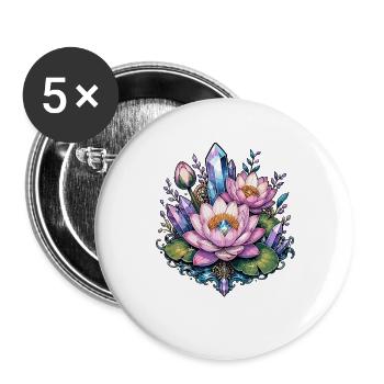 Lotus de Cristal dans le Jardin de Cristal - Lot de 5 grands badges (56 mm) - blanc - Devant