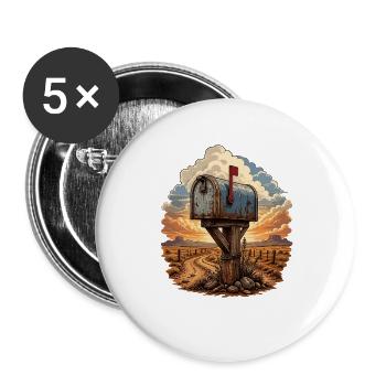 Rusty mailbox on the desert path - Buttons large 2.2''/56 mm (5-pack) - white - Front