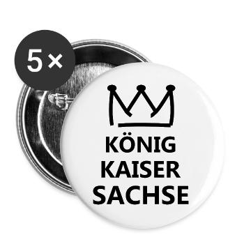 Sachsen König Krone Logo - Buttons groß 56 mm (5er Pack) - Weiß - Vorne