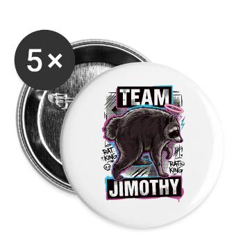Jimothy Viraler Waschbär Lustiges Team Jimothy - Buttons groß 56 mm (5er Pack) - Weiß - Vorne