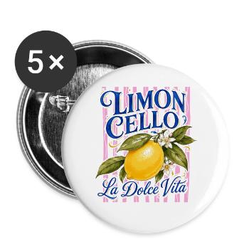 Limoncello La Dolce Vita Citron Italie Vintage - Lot de 5 grands badges (56 mm) - blanc - Devant