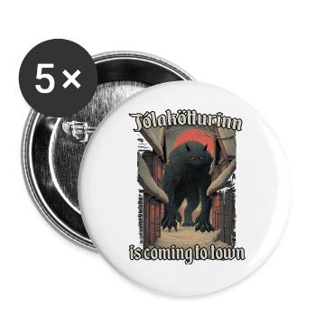 Jólakötturinn Old Icelandic Christmas Legend - Buttons large 2.2''/56 mm (5-pack) - white - Front