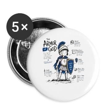 God's Armor Warrior: Faith & Courage - Buttons large 2.2''/56 mm (5-pack) - white - Front