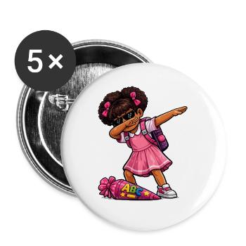 Dabbing ABC shooter Afro - Buttons large 2.2''/56 mm (5-pack) - white - Front