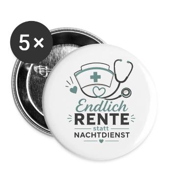 Endlich in Rente – Krankenschwester & Stethoskop - Buttons groß 56 mm (5er Pack) - Weiß - Vorne