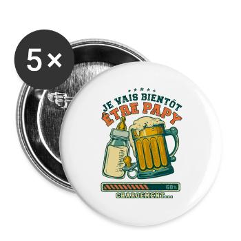 Futur Papy Humour Annonce Grossesse - Lot de 5 grands badges (56 mm) - blanc - Devant