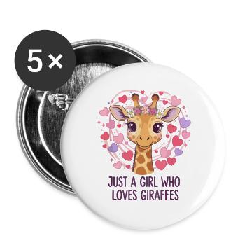Girafe Fille Amoureuse GIRAFE - Lot de 5 grands badges (56 mm) - blanc - Devant