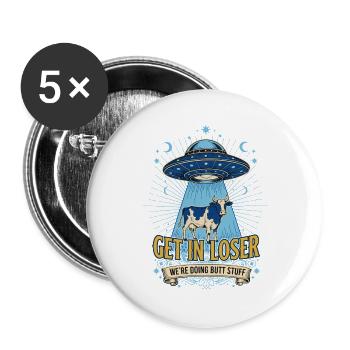 Meme drôle : Entrez, perdant, on fait des fesses - Lot de 5 grands badges (56 mm) - blanc - Devant