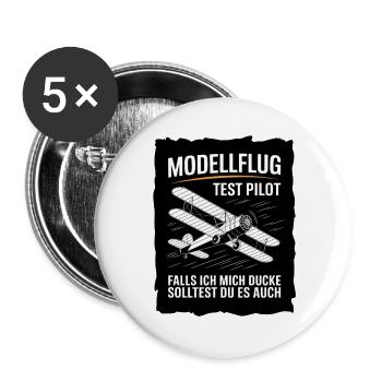  Modellflug Test Pilot Falls Ich Mich Ducke - Buttons groß 56 mm (5er Pack) - Weiß - Vorne