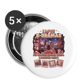 Ich liebe K-Dramen – meine Familie hasst sie - Buttons groß 56 mm (5er Pack) - Weiß - Vorne