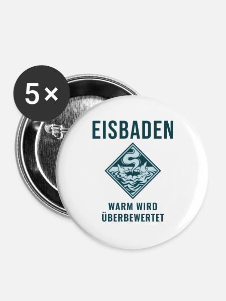 Eisbaden Warm Wird Überbewertet Winterbaden - Buttons groß 56 mm (5er Pack) - Weiß