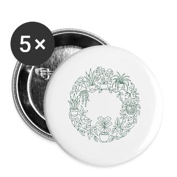 Green plant wreath - Buttons large 2.2''/56 mm (5-pack) - white - Front