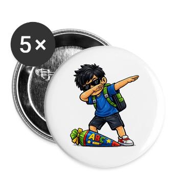Dabbing ABC-Schütze schwarze Haare - Buttons groß 56 mm (5er Pack) - Weiß - Vorne