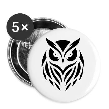 Wise Wood Owl : Art de la silhouette de la chouette fauve - Lot de 5 grands badges (56 mm) - blanc - Devant