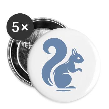Minimalistische Eichhörnchen Silhouette mit Nuss - Buttons groß 56 mm (5er Pack) - Weiß - Vorne