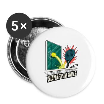 Padel Tennis blieb für die Wände, Glaswand-Witz - Buttons groß 56 mm (5er Pack) - Weiß - Vorne