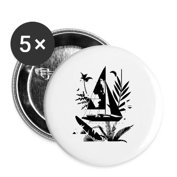 Look de dessin animé de voilier - Lot de 5 grands badges (56 mm) - blanc - Devant