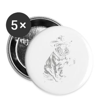 Chien de Cowboy Bière Bouledogue drôle - Lot de 5 grands badges (56 mm) - blanc - Devant
