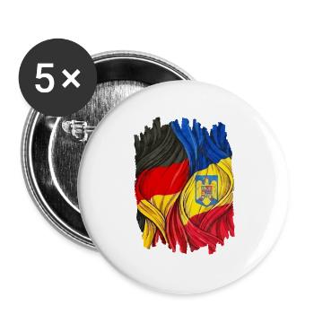 Stolz auf die Deutschland und Rumänien  - Buttons groß 56 mm (5er Pack) - Weiß - Vorne