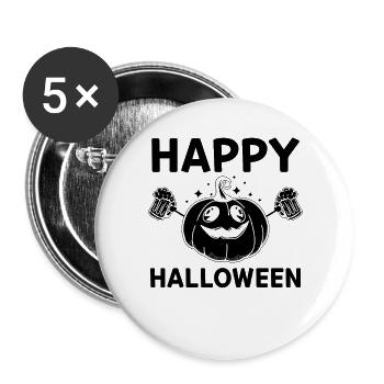 Happy Halloween Party Ideas - Buttons groß 56 mm (5er Pack) - Weiß - Vorne