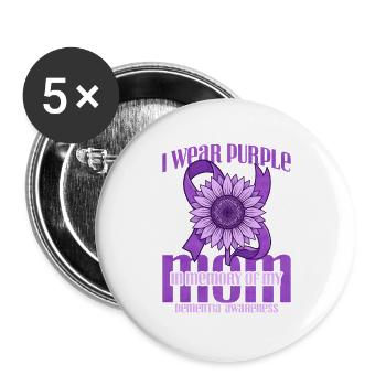 Purple Erinnerung für Mama – Sonnenblume - Buttons groß 56 mm (5er Pack) - Weiß - Vorne