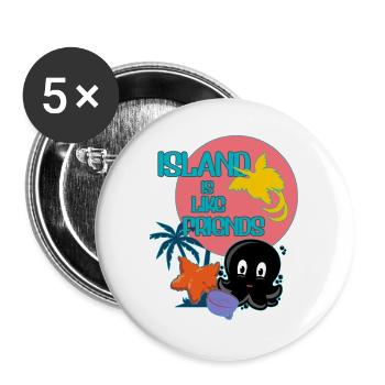 Insel mit Freunden  - Buttons groß 56 mm (5er Pack) - Weiß - Vorne