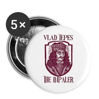 Vlad Tepes Impaler Motiv - Buttons groß 56 mm (5er Pack) - Weiß - Vorne