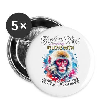 Snow Monkey Girl Snow Monkey - Buttons large 2.2''/56 mm (5-pack) - white - Front