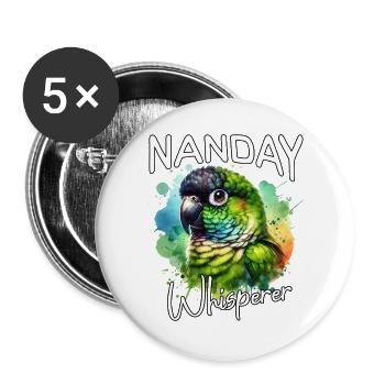 Le Murmureur de Perruches de Nanday - Lot de 5 grands badges (56 mm) - blanc - Devant