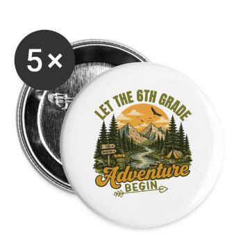 Que l’aventure de la 6e commence Teacher Design - Lot de 5 grands badges (56 mm) - blanc - Devant