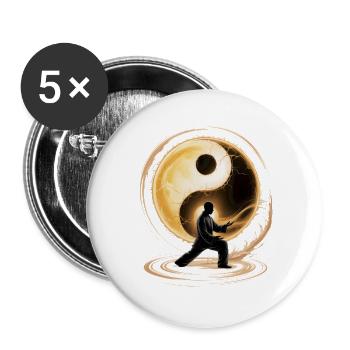 Tai Chi Zen Meditation – Chi Qigong Training  - Buttons groß 56 mm (5er Pack) - Weiß - Vorne