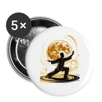 Tai Chi Zen Meditation – Chi Qigong Training - Buttons groß 56 mm (5er Pack) - Weiß - Vorne
