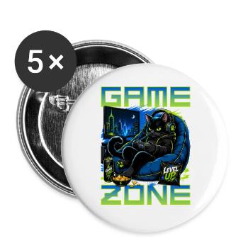 Gamer Gaming Cat Video Game - Buttons groß 56 mm (5er Pack) - Weiß - Vorne