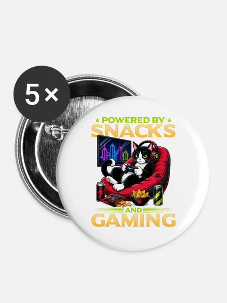 Gamer Gaming Cat Video Game - Buttons groß 56 mm (5er Pack) - Weiß