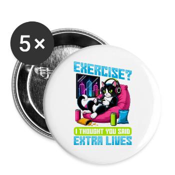 Gamer Gaming Cat Video Game - Buttons groß 56 mm (5er Pack) - Weiß - Vorne