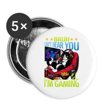Gamer Gaming Cat Video Game - Buttons groß 56 mm (5er Pack) - Weiß - Vorne
