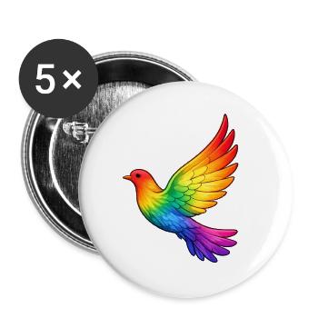Friedenstaube Frieden - Buttons groß 56 mm (5er Pack) - Weiß - Vorne