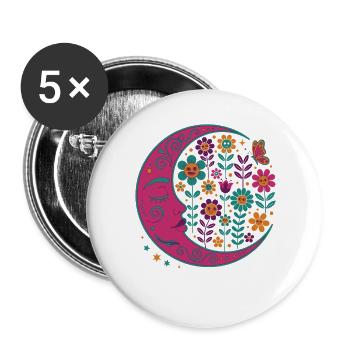 Spiritualität Meditation Heilige Geometrie Lotus - Buttons groß 56 mm (5er Pack) - Weiß - Vorne