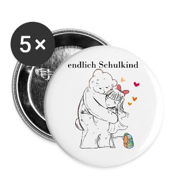 Schulanfang - Buttons groß 56 mm (5er Pack) - Weiß - Vorne