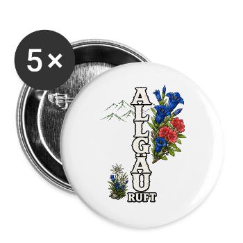 Allgäu ruft – Berge, Blumen und Heimatliebe - Buttons groß 56 mm (5er Pack) - Weiß - Vorne